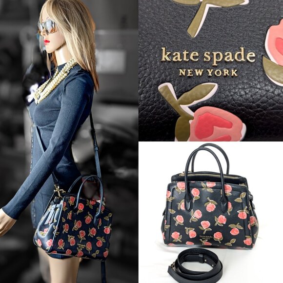 KATE SPADE New York Roses Leather Satchel Crossbody - Picture 4 of 14